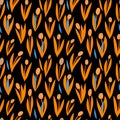 Pattern on a dark background with yellow tulips, spring blooming flowers, garden at night Royalty Free Stock Photo